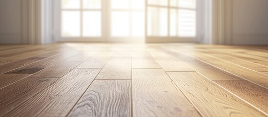 Wall Mural - Light-colored wooden flooring for the interior of a home.