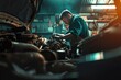 car mechanic working in the garage