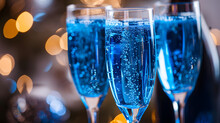 Blue-colored Drinks In Champagne Glasses For A Toast, Gender Reveal Celebration, Boy Gender, Gender Reveal Party, Blue-themed, Blue Surprise, Baby Boy Announcement, Its A Boy, Baby Bump Reveal, Joy