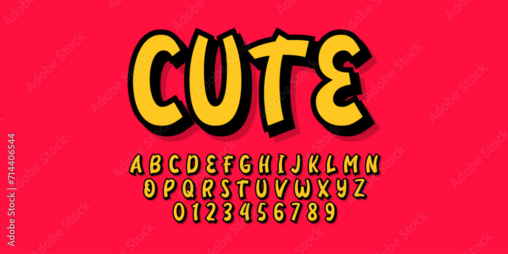 Vector de Stock Modern playful alphabet letter and number set. Bright ...