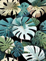 Wall Mural - Monstera adansonii wallpaper backround illustration