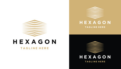 Poster - Golden Hexagon with Simple Line Art For Business Brand Inspiration Logo Design