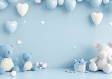 Baby Boy Announcement Birthday Card Background Wallpaper Image 5 X 7 Blue