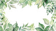 © Aku Creative - Collection of green watercolor foliage plants clipart on white background. Botanical spring summer leaves illustration. Suitable for wedding invitations, greeting cards, frames and bouquets.
