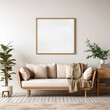 © Bouchra - Farmhouse living room interior background, wall mockup