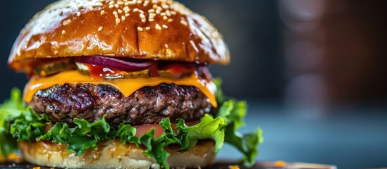 Wall Mural - Burger with Bison, Lettuce, and Cheese