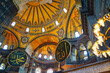 Artistic paintings and decorative motifs of the vaulted ceilings of the Hagia Sophia, 6th century masterpiece of Byzantine Eastern Orthodox christian architecture in Istanbul,Turkey