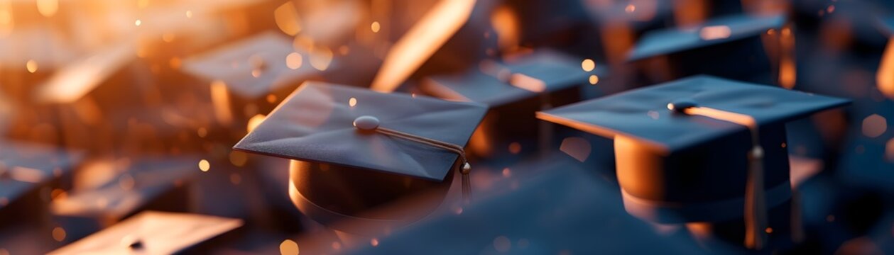 Back to school, Graduation Dreams, Create a scene with graduation caps and gowns, background image, generative AI