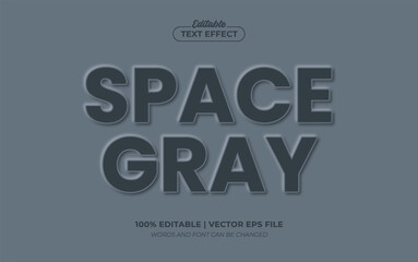 Wall Mural - Space Gray 3D Embossed Editable Text Effect, Editable Font Style Premium Vector