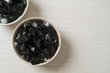 Wall Mural - Black grass jelly with ice