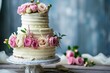 Beautiful rustic wedding cake with copy space.