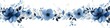 illustration of beautiful blue flowers banner with gray and black leaves.