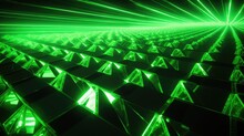 A Background With Neon Green Diamonds Arranged In A Grid Pattern With A Glitch Effect And A Motion Blur