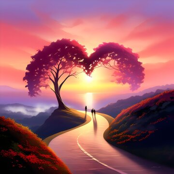 Pink small Heart background Valentine's day Generative Ai 