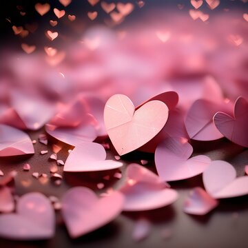 Pink small Heart background Valentine's day Generative Ai 