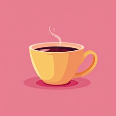 Vector Illustration of Coffee Isolated on Pink Background