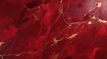 Vibrant Red Marble With Striking Gold Fissures, Ideal For Bold And Luxurious Design Elements.