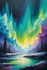 Poster - Abstract aurora textured oil painting