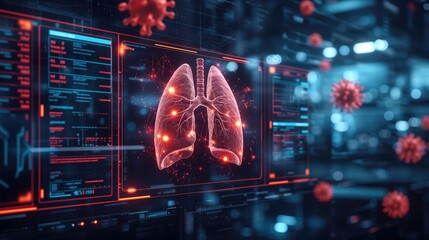 Wall Mural - health care and medicine doctor and research robot diagnose virtual human on modern interface screen