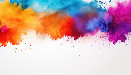 Sticker - Multicolored dust and smoke on white background , happy holi indian concept