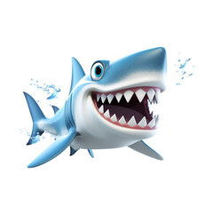 Wall Mural - Cartoon Style 3D Shark Logo Illustration No Background