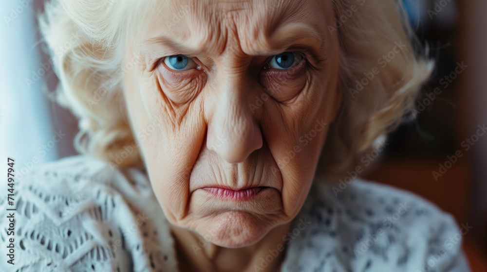 Angry belligerent senior woman looking at the camera Stock Photo ...