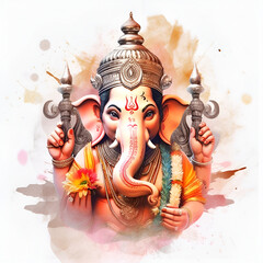 Wall Mural - Lord ganesha white background ai generated