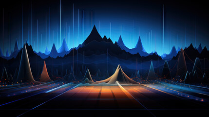 Aufkleber - Abstract business graph in mountain style. Data connection concept element for business