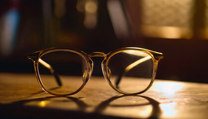 Glasses, plastic, celluloid frame, transparent, clear, close-up