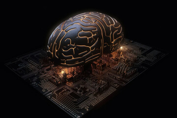 Poster - Artificial intelligence science concept with technological AI brain on the circuit board