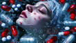Illustration Depicting the Harsh Reality of Drug Overdose: A Girl Struggling in the Depths with a Call to 'Just Say No