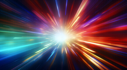 Aufkleber - Colorful neon light lines running down on black background. Abstract neon light background, moving high speed, space scene, spotlight, dark night,  futurism, light beams.