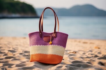 Wall Mural - summer handbag on the beach