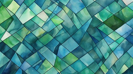 Wall Mural - A pattern of diamonds in shades of green and blue