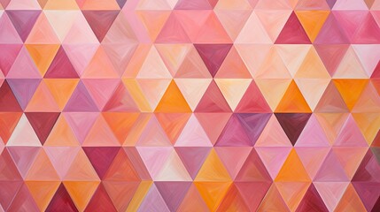 Poster - A geometric pattern of diamonds in shades of pink and orange creating a warm inviting effect