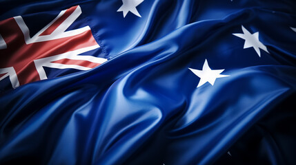 Wall Mural - Australia flag of silk and world map-3D illustration