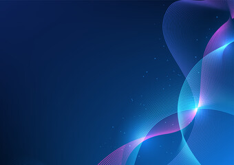 Poster - Abstract technology background The combination of particle points into overlapping waves. It represents the communication of big data innovations, internet network connection, Vector