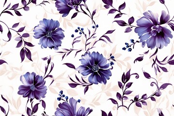 Abstract seamless pattern with plants, herbs and flowers Generative AI