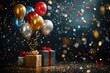 A shopping spree comes alive with an array of gifts and balloons, Ai Generated.