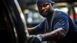 portrait of the hardworking spirit of a car washing worker, automobiles and service center