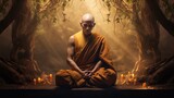 Fototapeta  - monk in meditation, timeless representation of inner peace