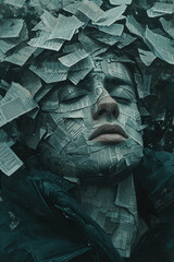 Poster - An illustration of a person entwined with pages and words, symbolizing a love for literature and knowledge.