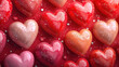 Assorted Hearts on Red Background, Valentine's Day