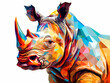 Rhinoceros in low poly style isolated on white background.