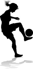 Sticker - A female soccer football player woman in silhouettes