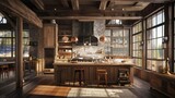 Fototapeta  - Rustic Kitchen Charm- Embracing Natural Elements and Warmth