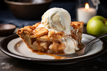 Sticker - Slice of apple pie with ice cream