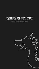 Wall Mural - Happy Chinese New Year With Dragon In Line Art Style Animated