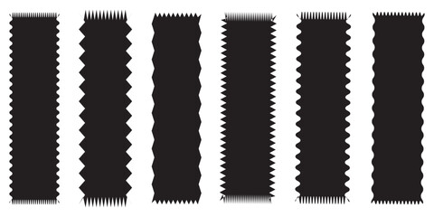 Aufkleber - Zig zag edge rectangle shape collection .Wavy Edge Rectangle Shapes Icon Set. Jagged rectangular elements set. Black graphic design elements for decoration, banner, poster, template, sticker, badge. 