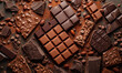© Irina - Broken differents type of chocolate bar texture background.
